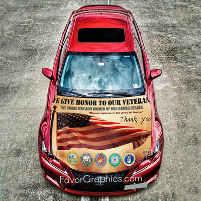 Military Veterans Day Itasha Car Vinyl Hood Wrap Decal Sticker
