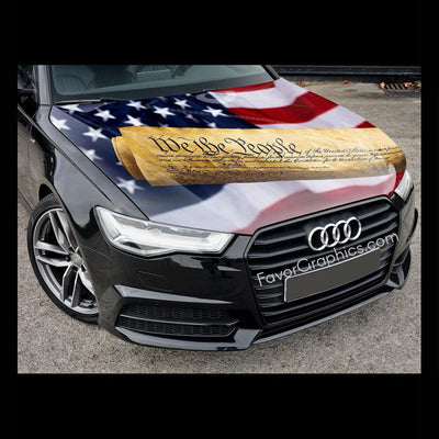 American Flag We The People Itasha Car Vinyl Hood Wrap Decal Sticker