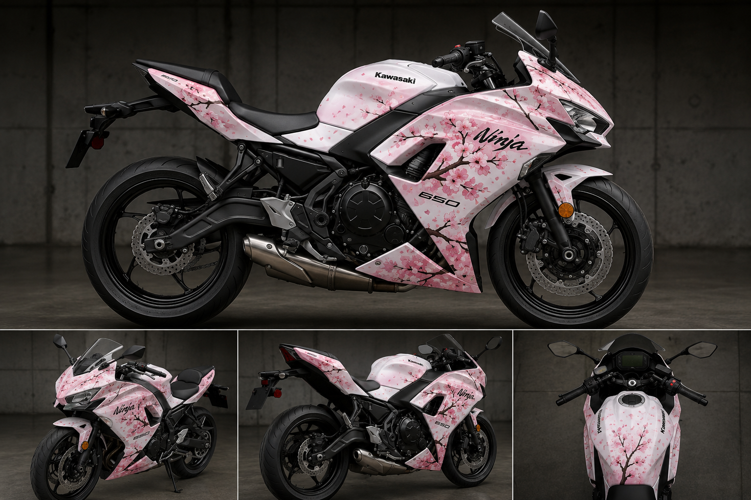 Cherry Blossom Vinyl Wrap Decal Sticker for KAWASAKI NINJA 650