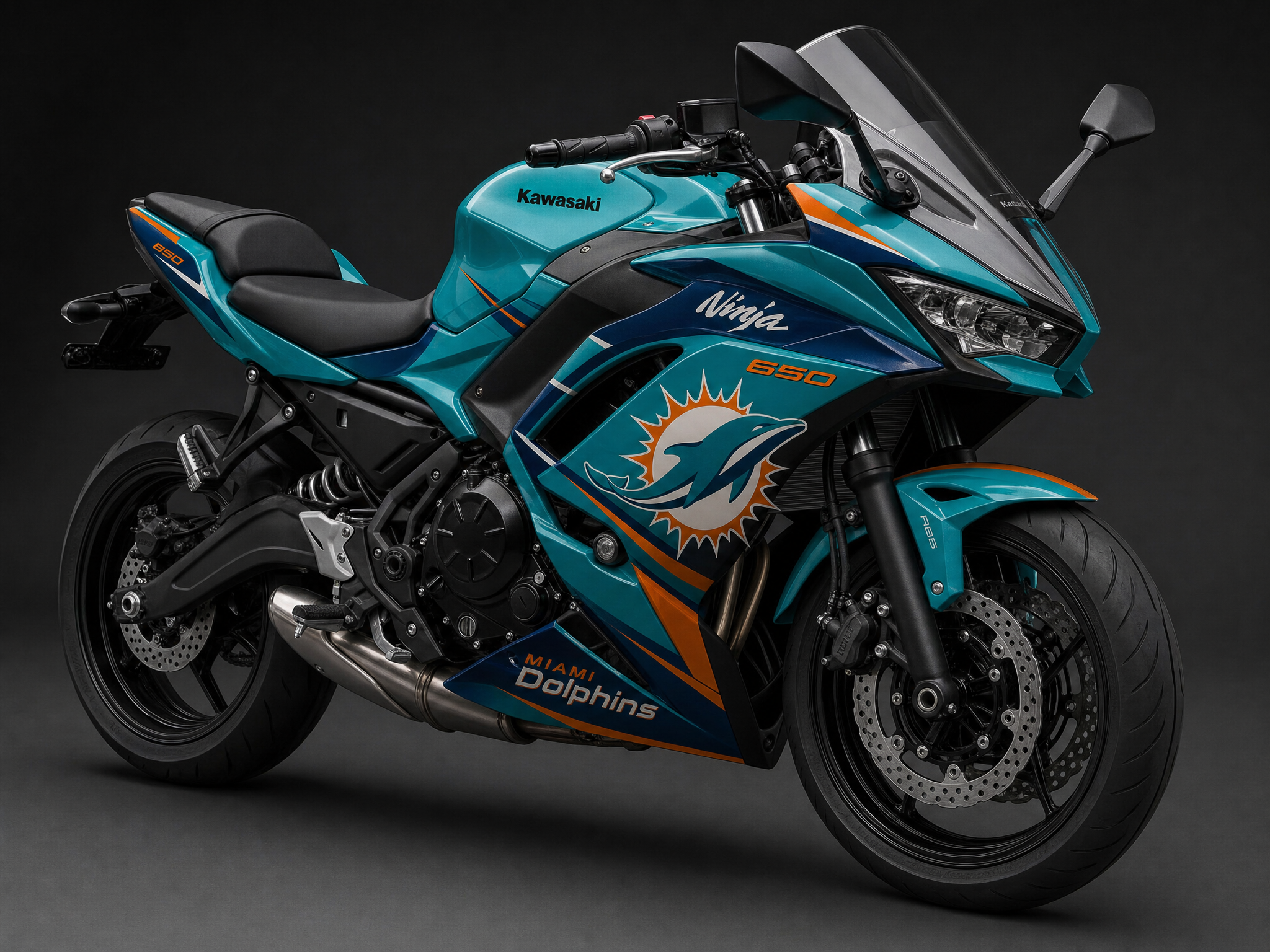 Miami Dolphins Vinyl Wrap Decal Sticker for KAWASAKI NINJA 650