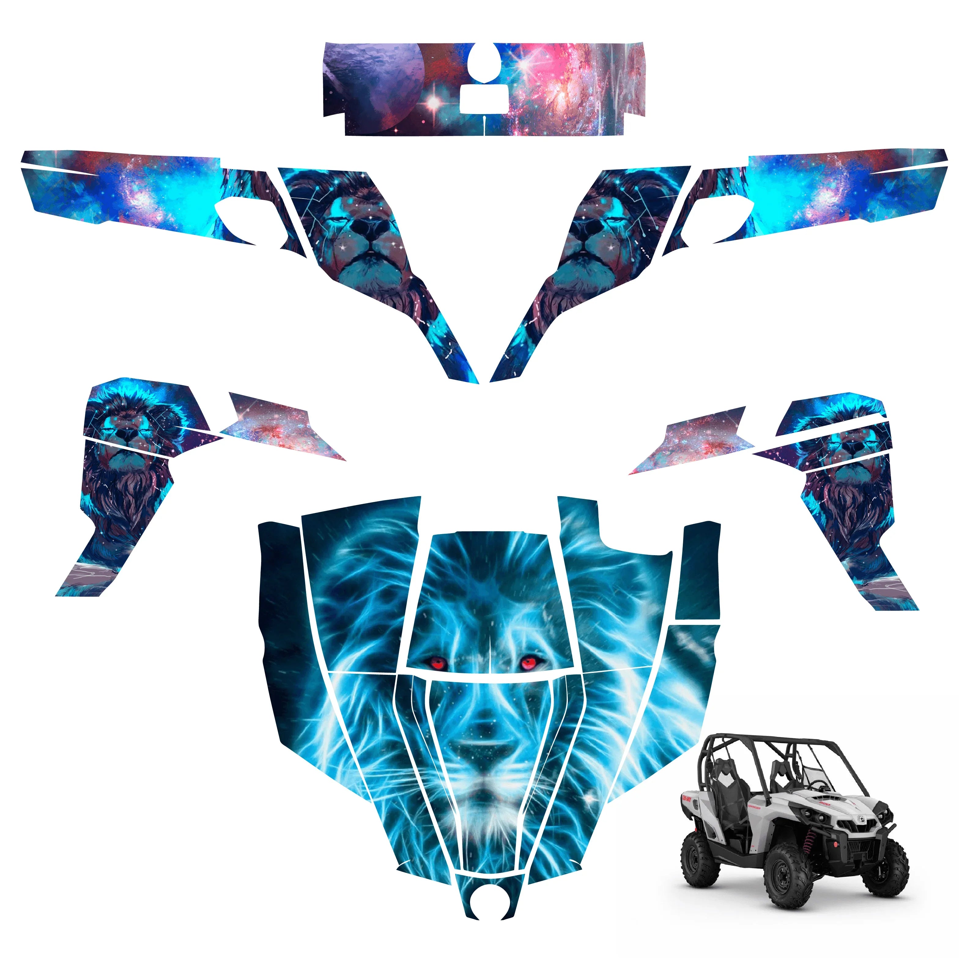 Lion Neon Vinyl Wrap Decal Sticker for Canam Commander 1000 Favor