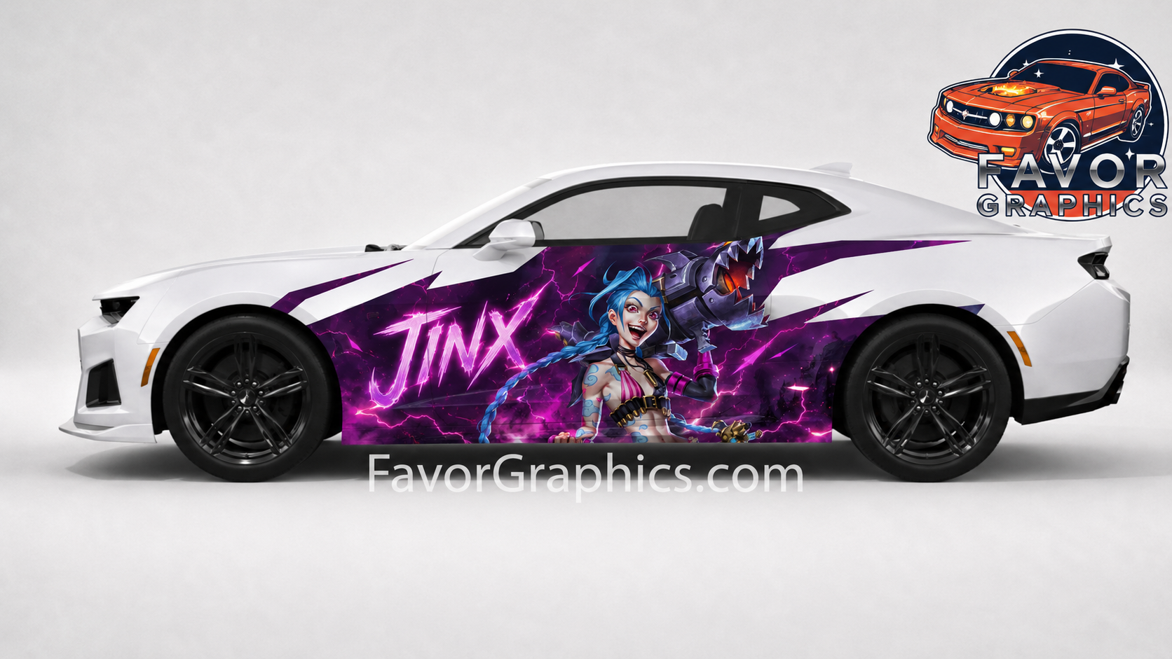 Jinx Decal Code JInx League Of Legends Itasha Two-Sided Car Vinyl Wrap Decal Sticker ...