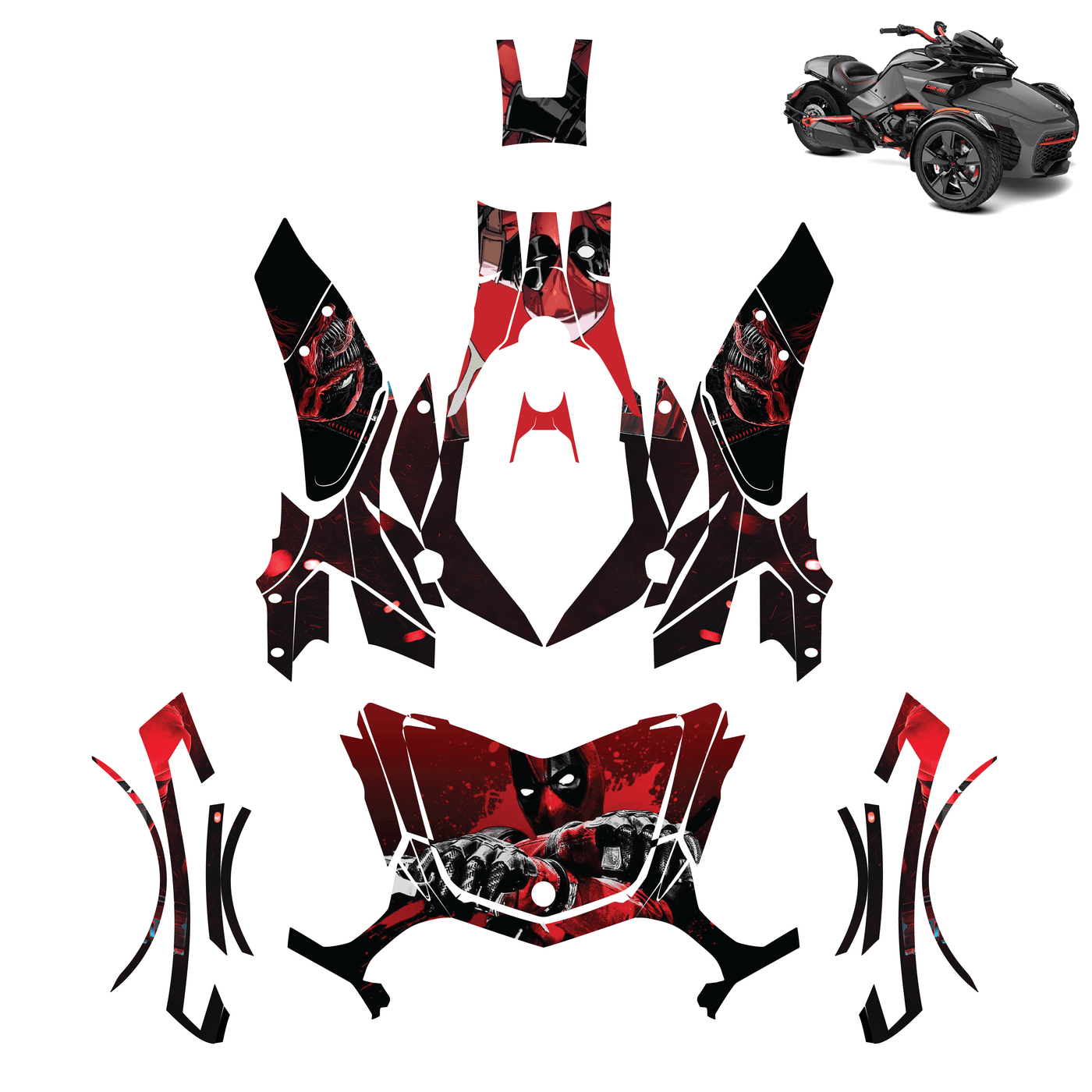 Deadpool Vinyl Wrap Decal Sticker for Can Am Spyder F3 2015-2022