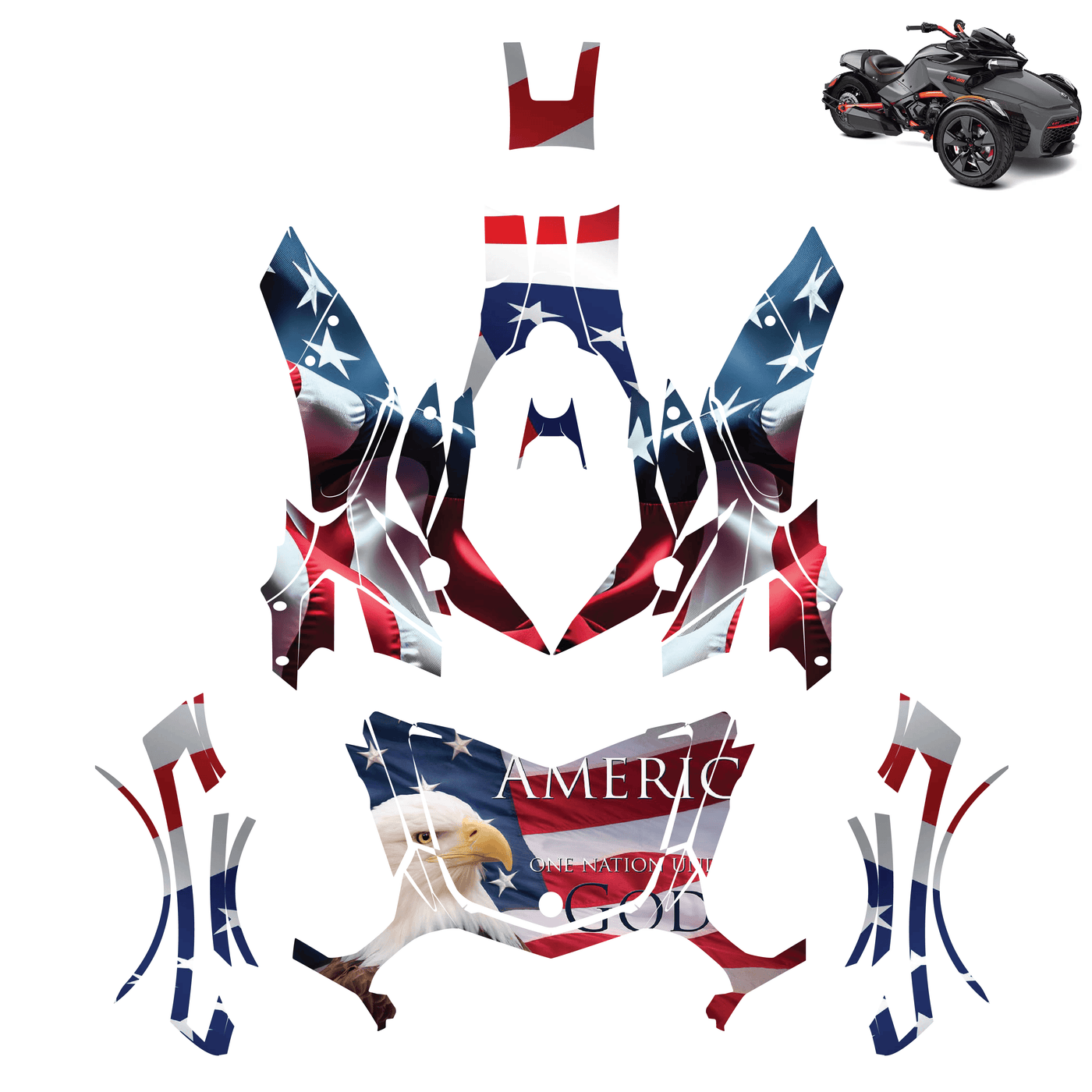 One Nation Under God American Flag Vinyl Wrap for Can Am Spyder F3