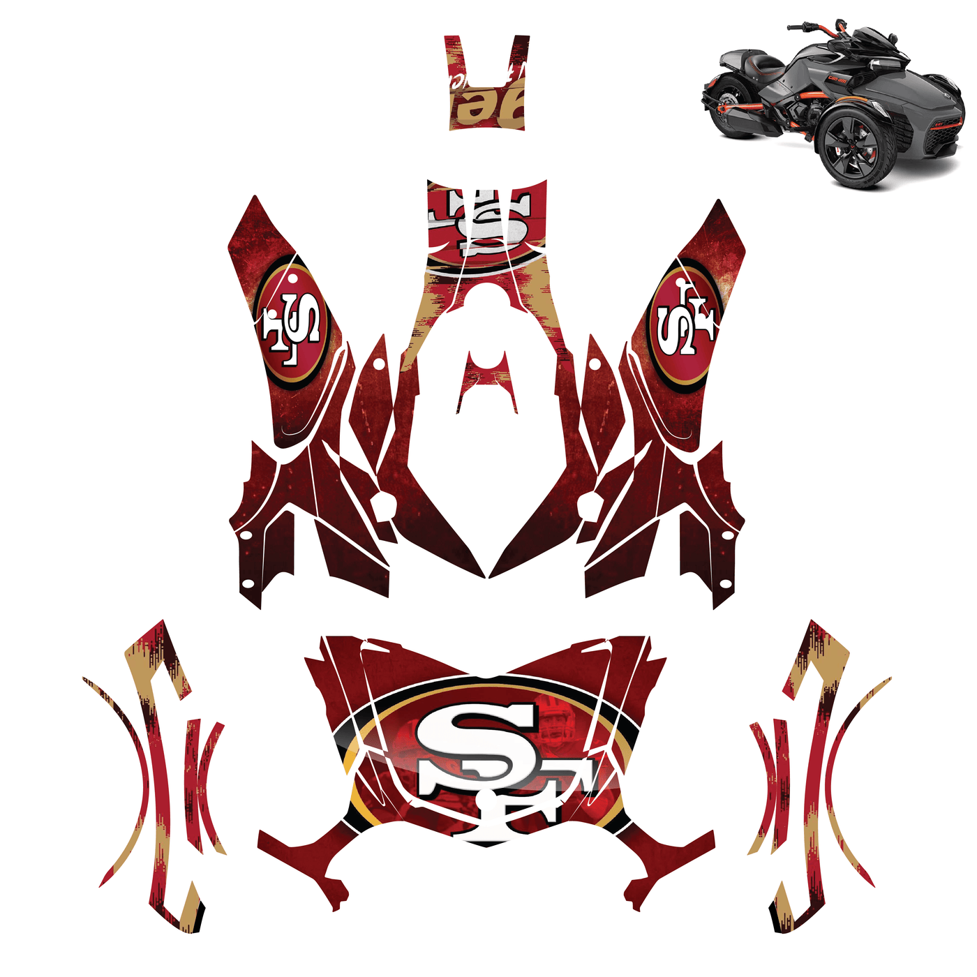 San Francisco 49ers Vinyl Wrap Decal Sticker for Can Am Spyder F3 2015-2022