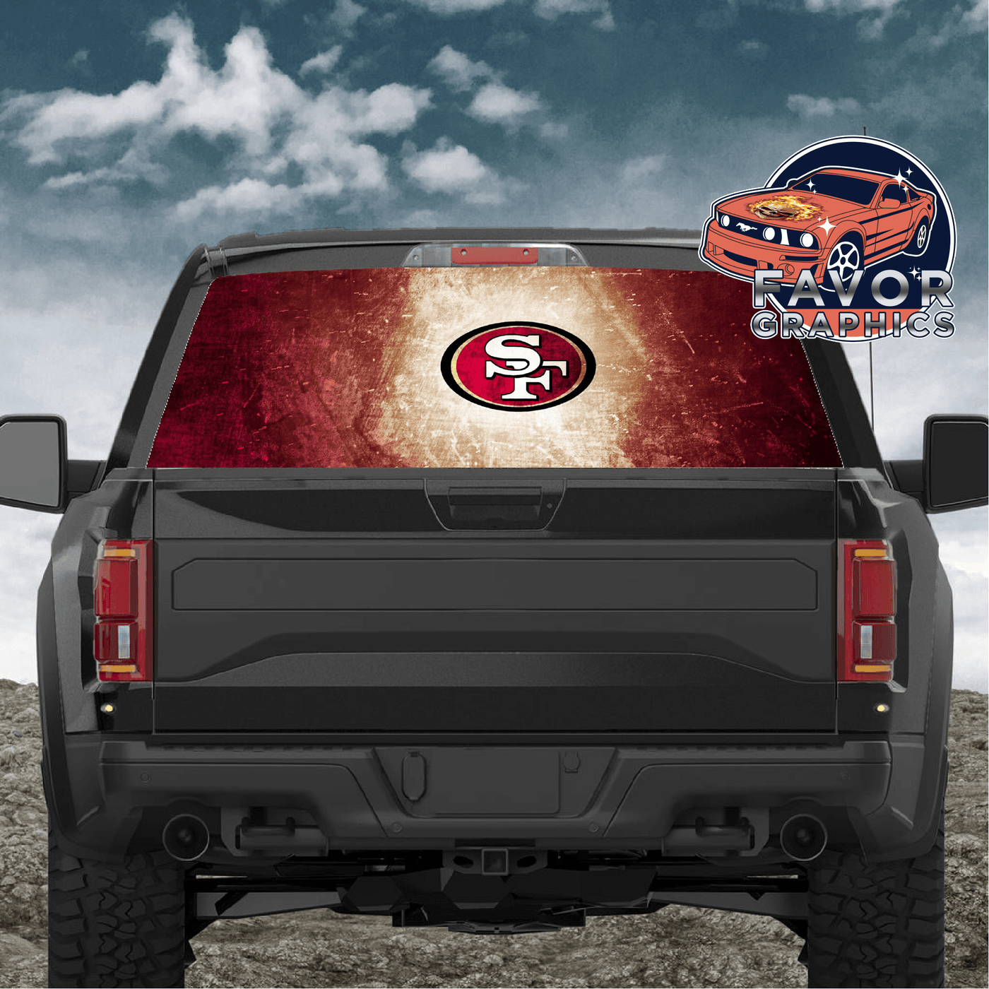 San Francisco 49ers Rear Window Perforated Graphic Vinyl Decal Cars Trucks