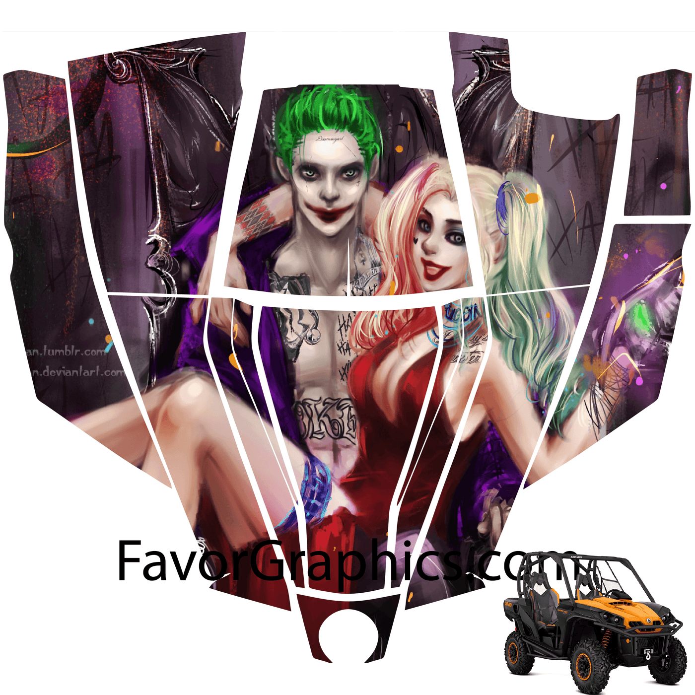 Harley Quinn Joker Vinyl Hood Wrap Decal Sticker Can Am Commander
