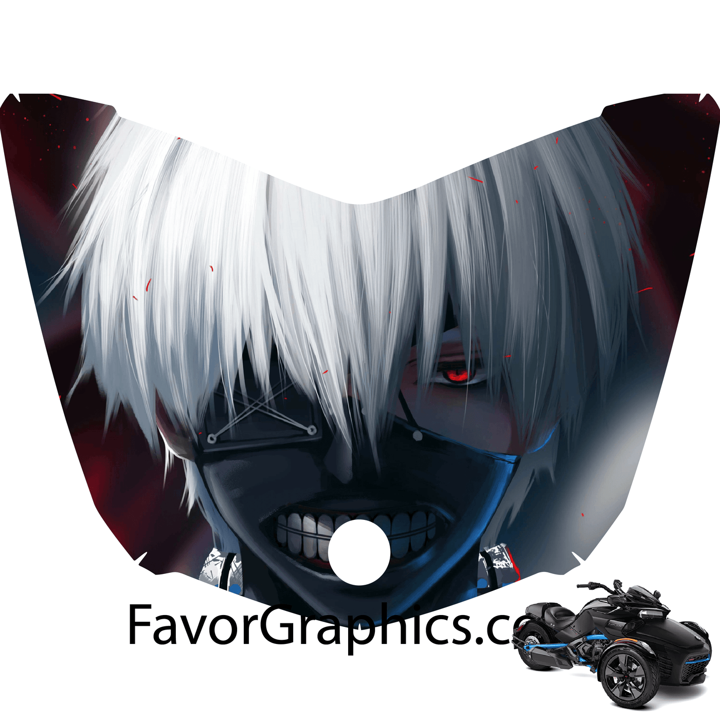 Kaneki Ken Tokyo Ghoul Vinyl Hood Wrap Decal Sticker Can Am Spyder F3