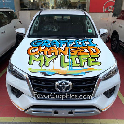 Graffiti Custom Any Name or Text Itasha Car Vinyl Hood Wrap Decal Sticker