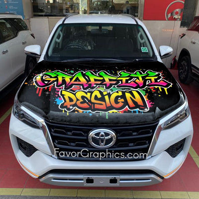 Graffiti Custom Any Name or Text Itasha Car Vinyl Hood Wrap Decal Sticker