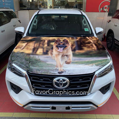 German Shepherd Itasha Car Vinyl Hood Wrap Decal Sticker