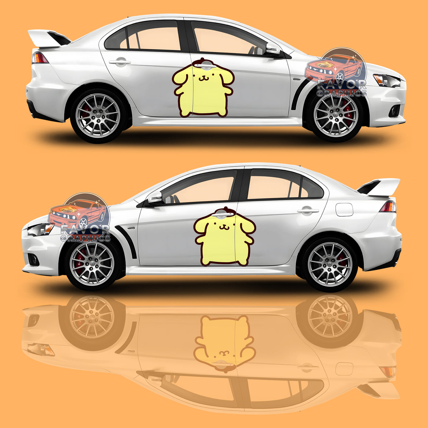 Pompompurin Itasha Car Side Door Decal Vinyl Sticker