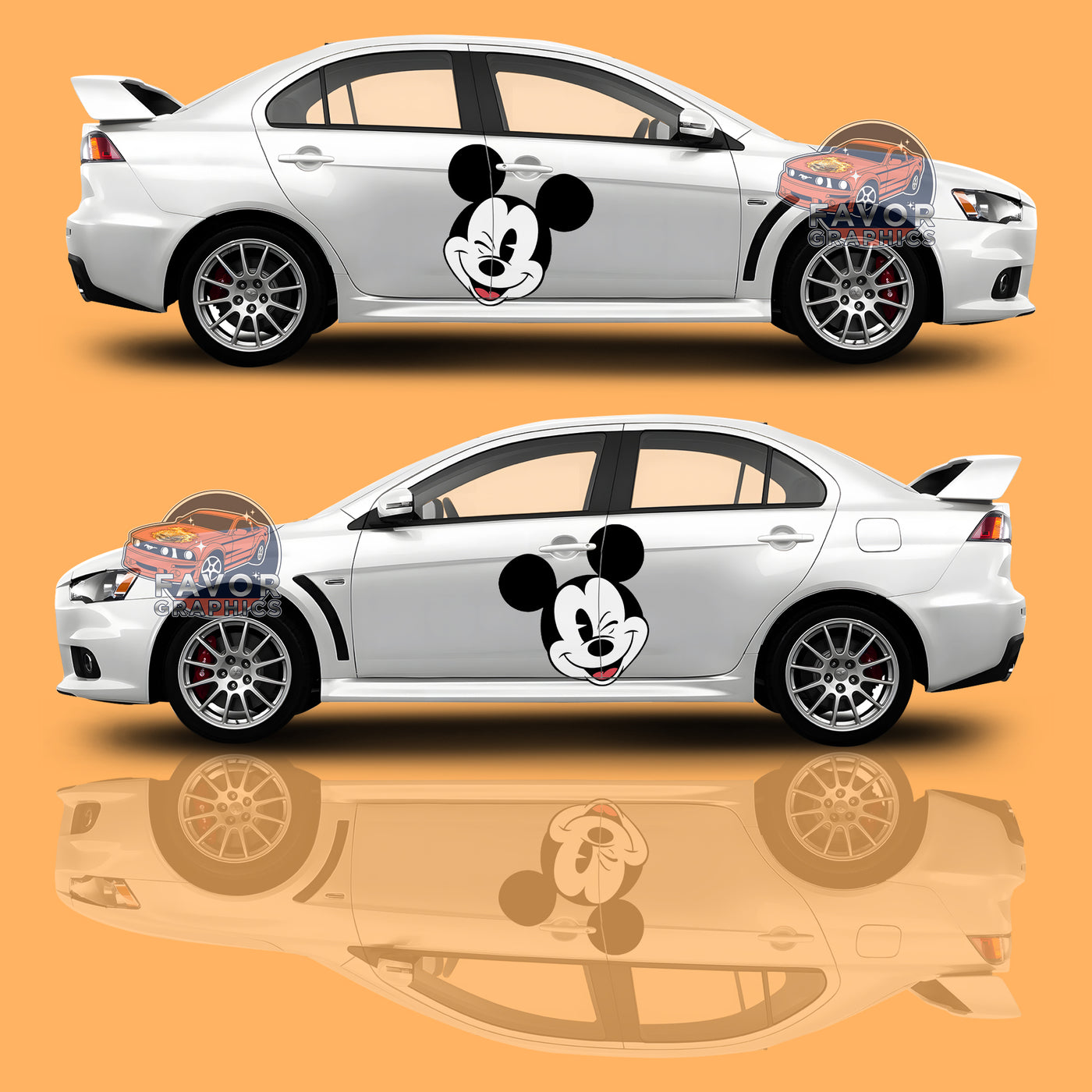 Mickey Mouse Itasha Car Side Door Decal Vinyl Sticker