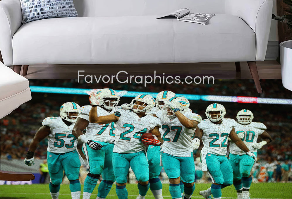 Miami Dolphins Home Bedroom Decor Rug Carpet Mat