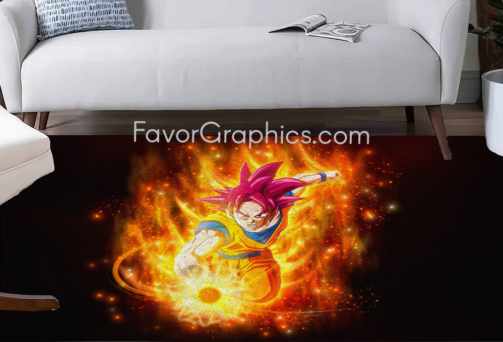 Goku Super Saiyan God Home Bedroom Decor Rug Carpet Mat