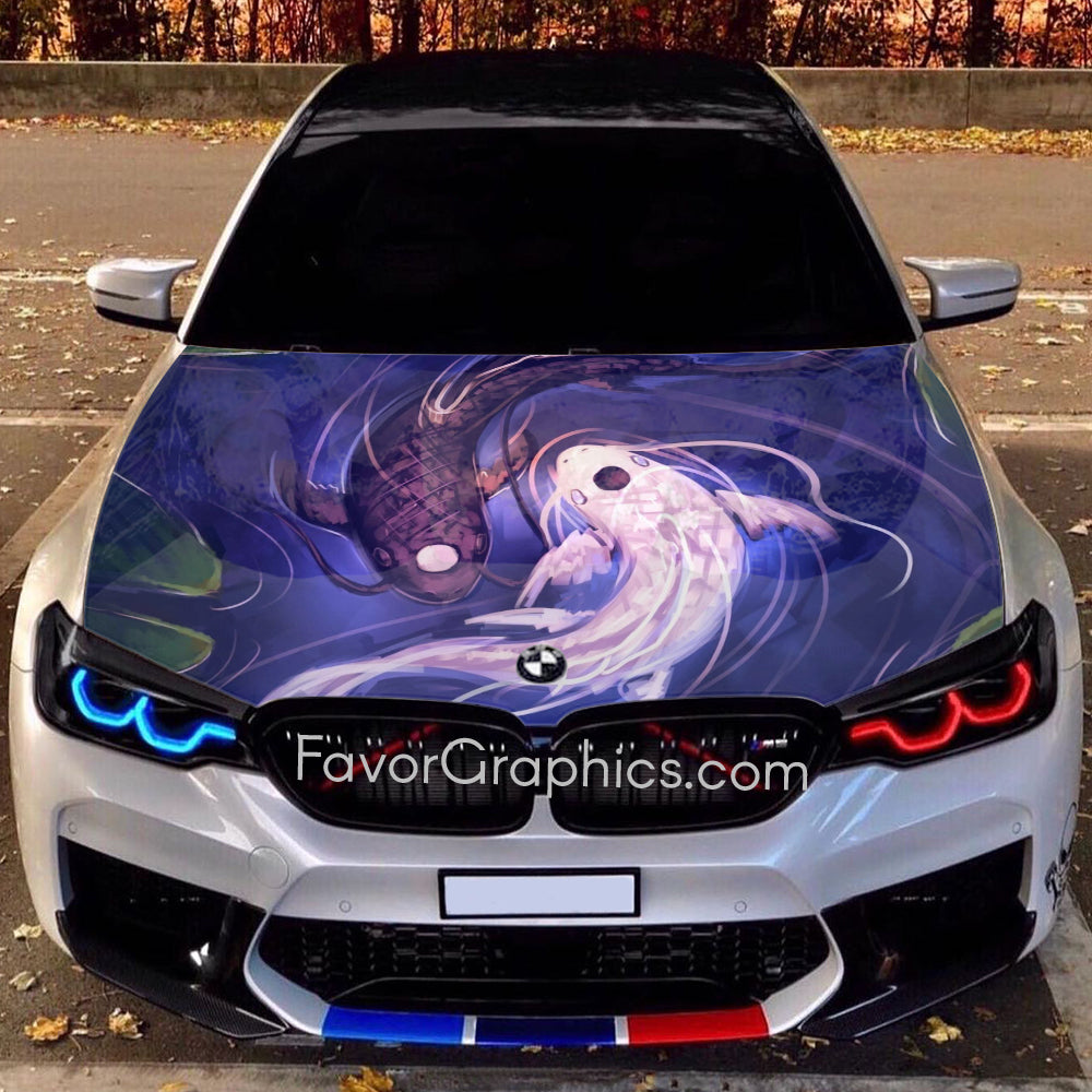 Koi Fish Itasha Car Vinyl Hood Wrap Decal Sticker