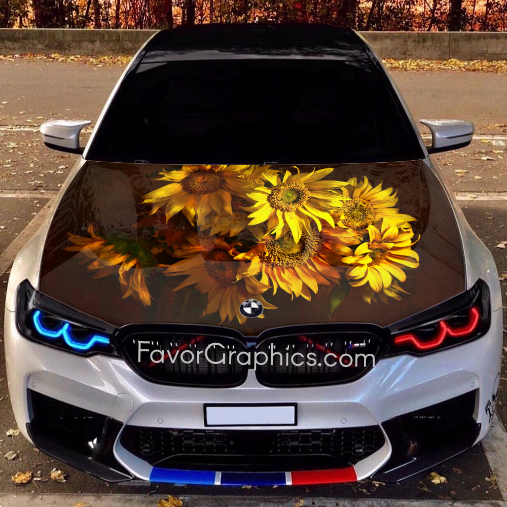 Sunflower Itasha Car Vinyl Hood Wrap Decal Sticker