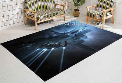 Spaceship Spacecraft Home Bedroom Decor Rug Carpet Mat