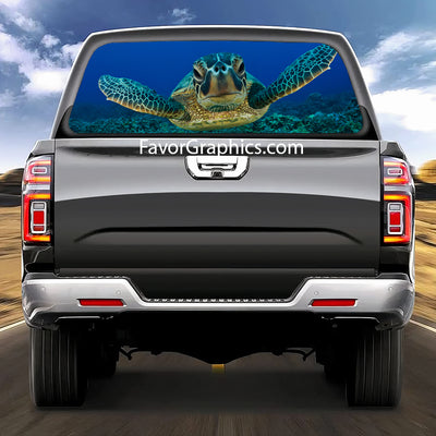 Sea Turtle Rear Window Perforated Graphic Vinyl Decal Car Truck UTV