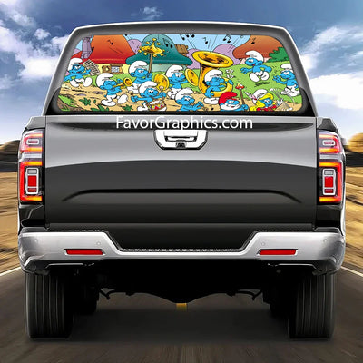 The Smurfs Rear Window Perforated Graphic Vinyl Decal Car Truck UTV