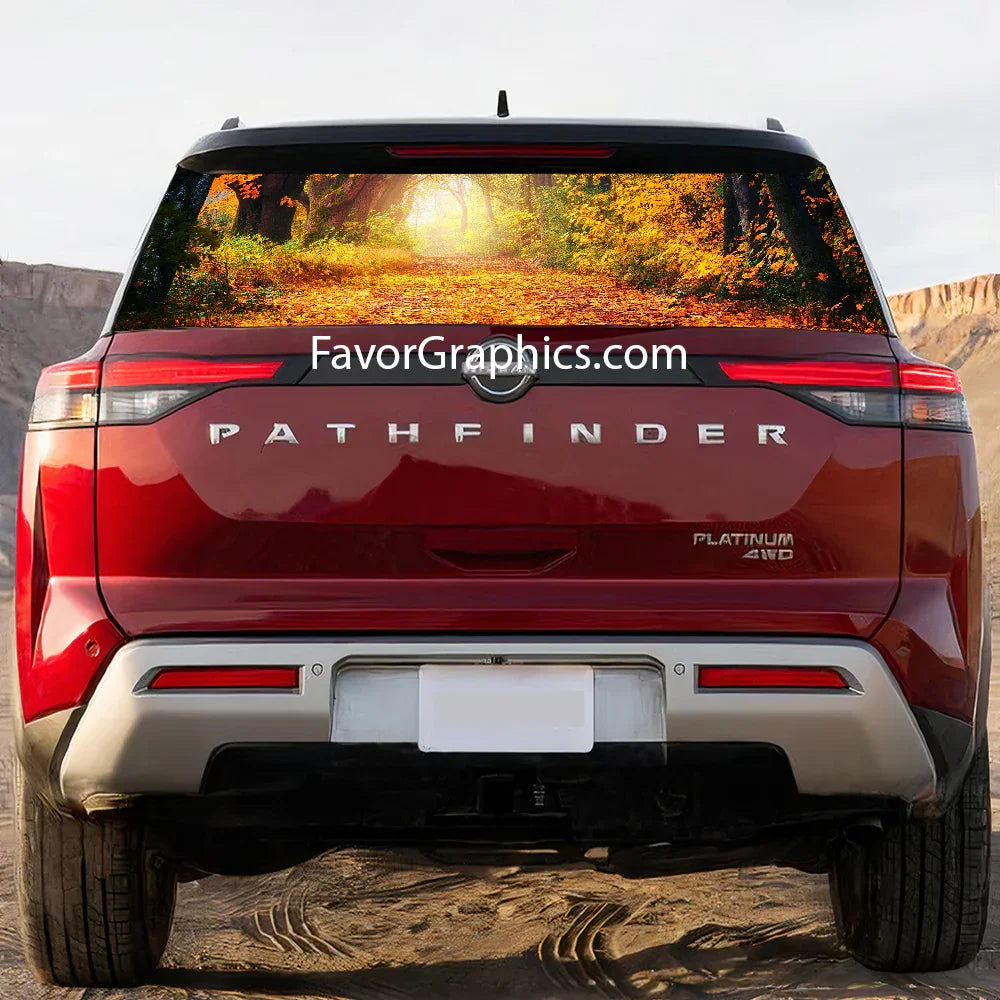 Autumn Forest Rear Window Perforated Graphic Vinyl Decal Car Truck UTV