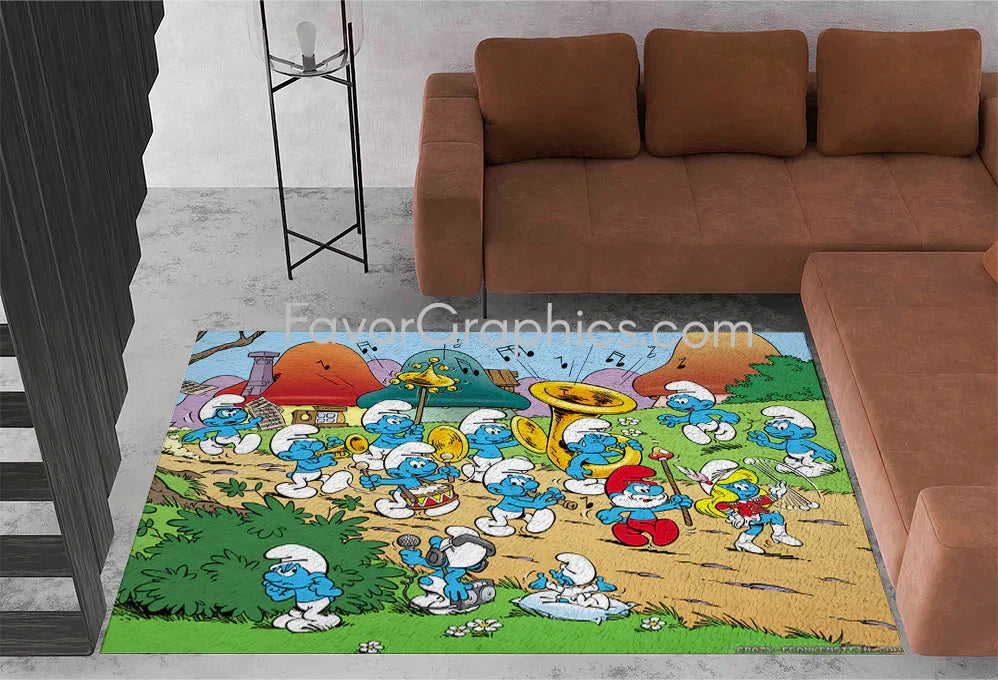 The Smurfs Home Bedroom Decor Rug Carpet Mat