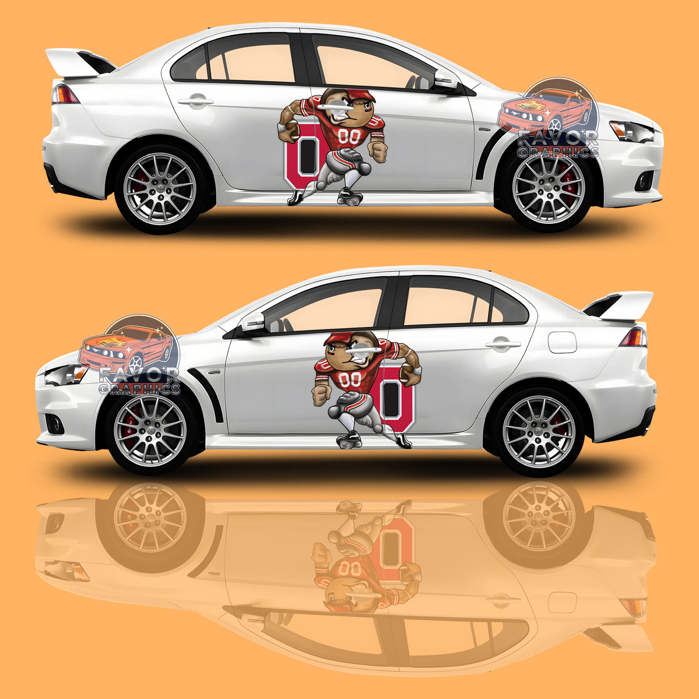 Ohio State Buckeyes Itasha Car Side Door Decal Vinyl Sticker