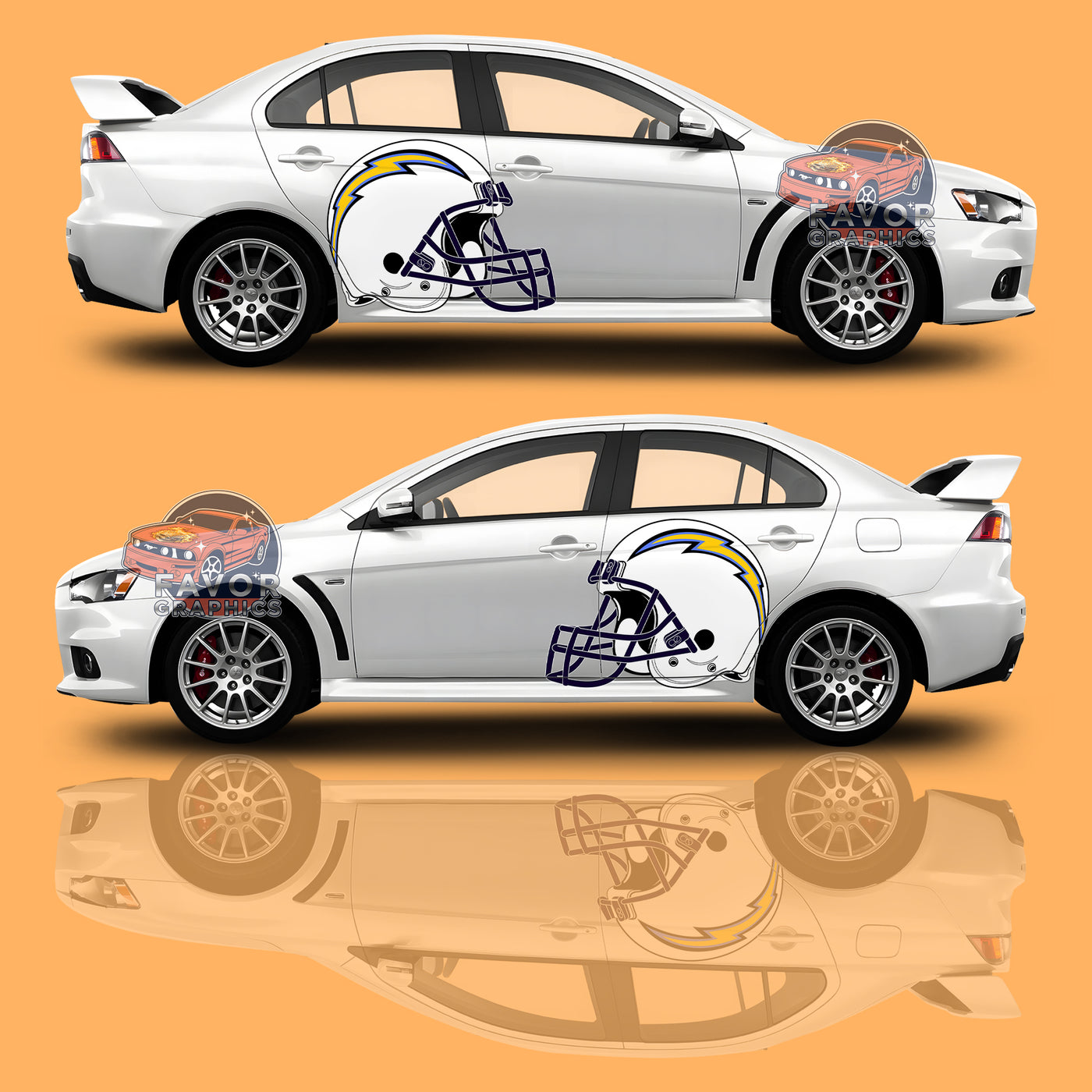 Los Angeles Chargers Itasha Car Side Door Decal Vinyl Sticker