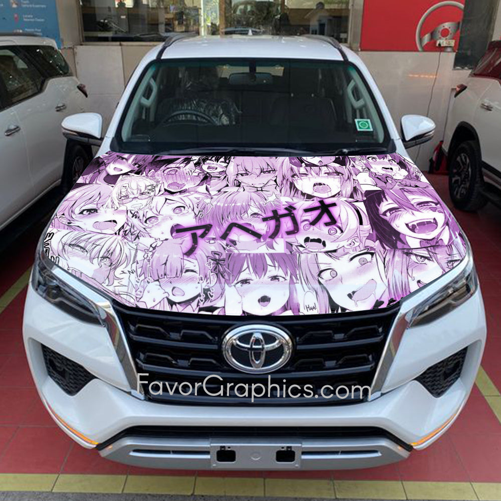 Waifu Ahegao Itasha Car Vinyl Hood Wrap