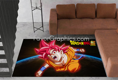 Goku Super Saiyan God Home Bedroom Decor Rug Carpet Mat