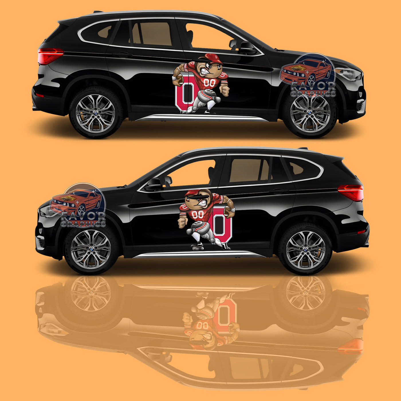 Ohio State Buckeyes Itasha Car Side Door Decal Vinyl Sticker