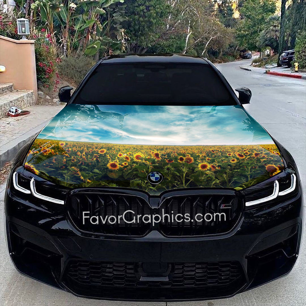 Sunflower Itasha Car Vinyl Hood Wrap Decal Sticker