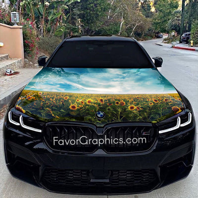 Sunflower Itasha Car Vinyl Hood Wrap Decal Sticker