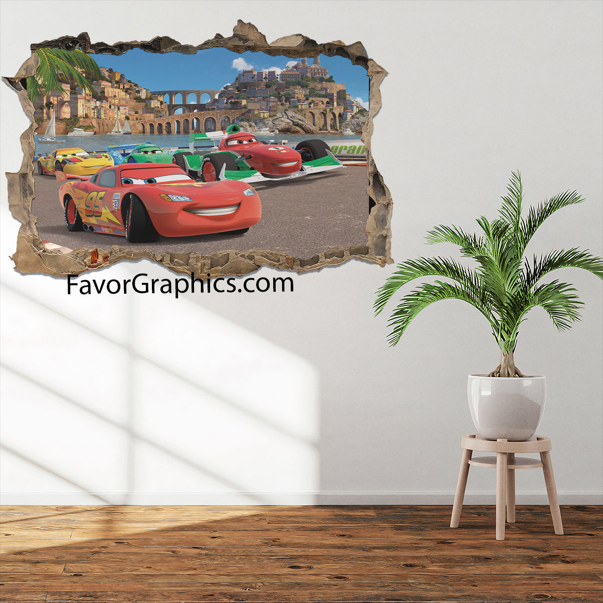 Car Race Cartoon Vinyl Wall Art Decal Sticker Poster Print Mural