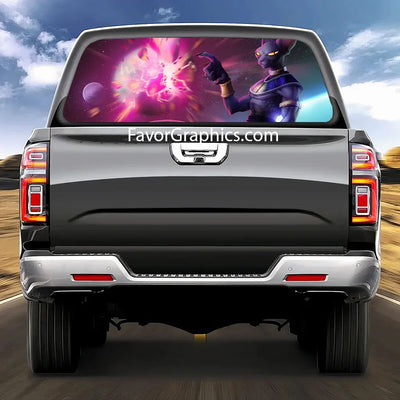 Beerus Dragon Ball Rear Window Perforated Graphic Vinyl Decal Car Truck UTV