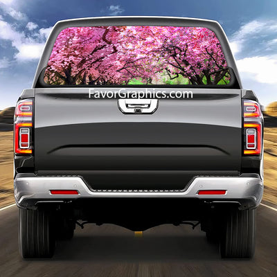 Cherry Blossom Rear Window Perforated Graphic Vinyl Decal Car Truck UTV