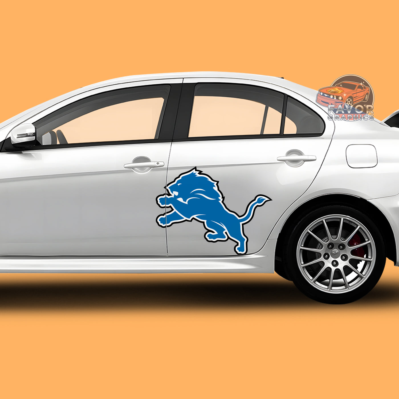 Detroit Lions Itasha Car Side Door Decal Vinyl Sticker