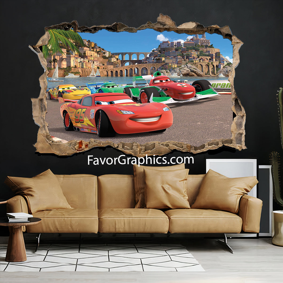 Car Race Cartoon Vinyl Wall Art Decal Sticker Poster Print Mural