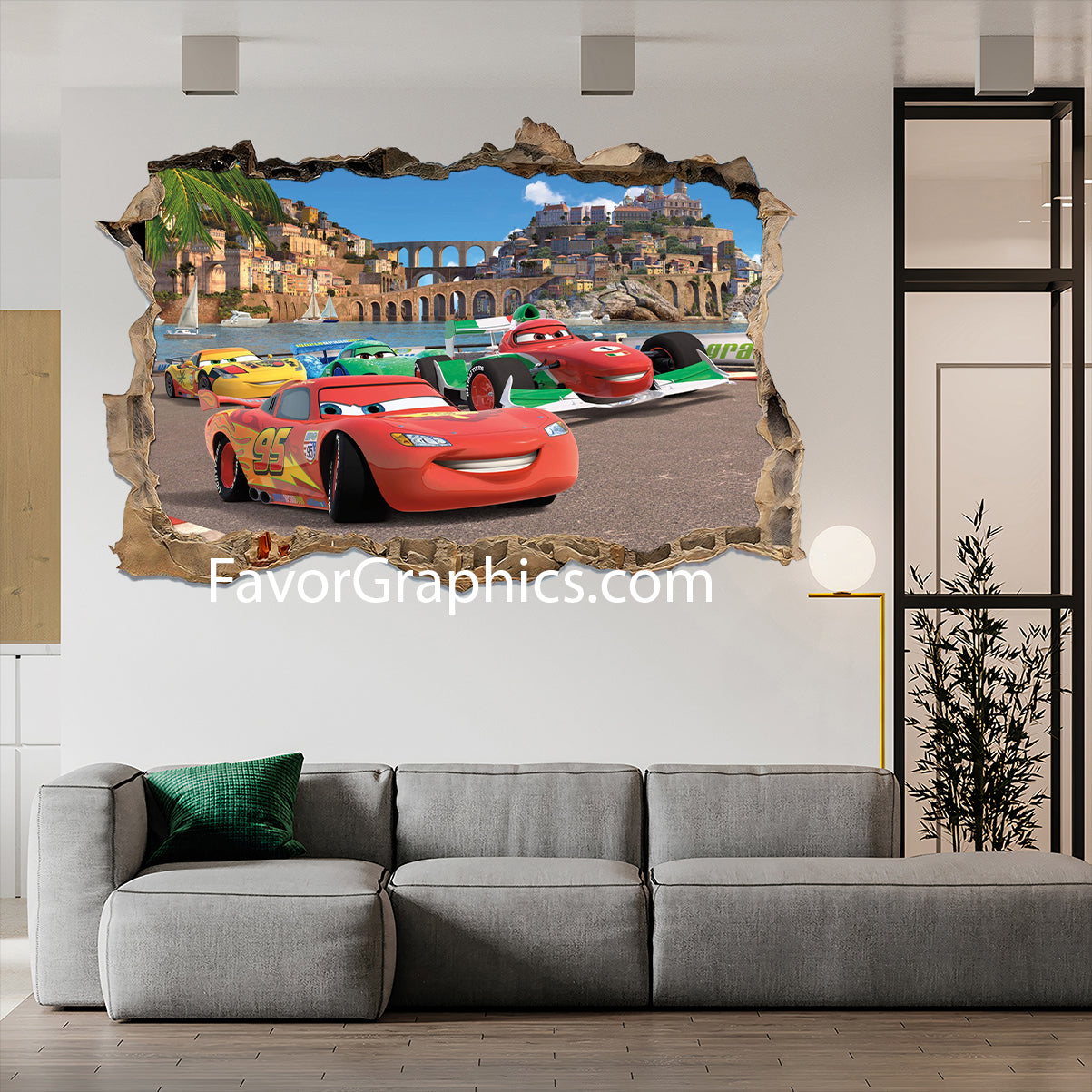 Car Race Cartoon Vinyl Wall Art Decal Sticker Poster Print Mural