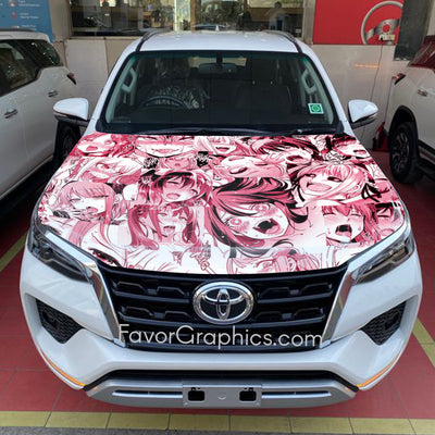 Waifu Ahegao Itasha Car Vinyl Hood Wrap