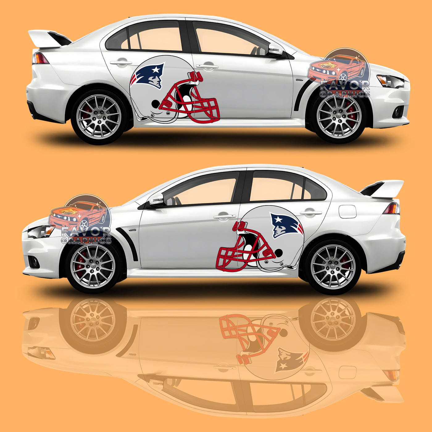 New England Patriots Itasha Car Side Door Decal Vinyl Sticker