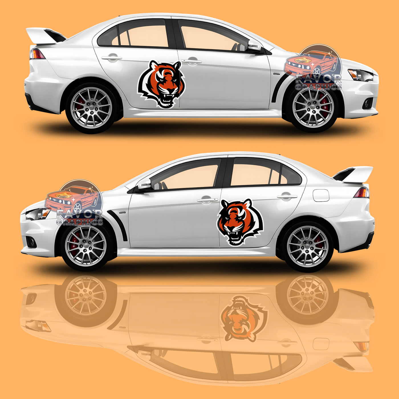 Cincinnati Bengals Itasha Car Side Door Decal Vinyl Sticker