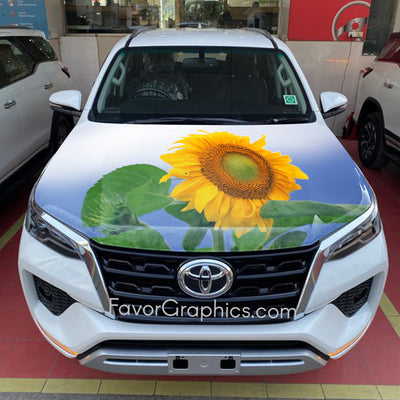 Sunflower Itasha Car Vinyl Hood Wrap Decal Sticker