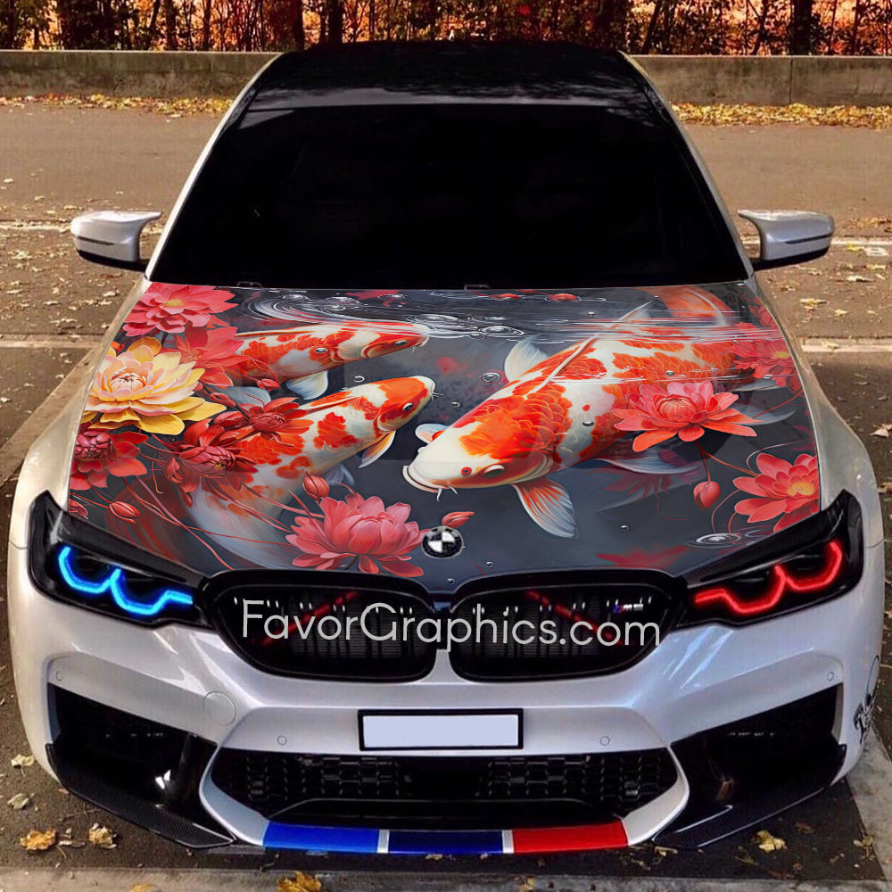 Koi Fish Itasha Car Vinyl Hood Wrap Decal Sticker