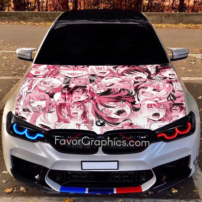 Waifu Ahegao Itasha Car Vinyl Hood Wrap