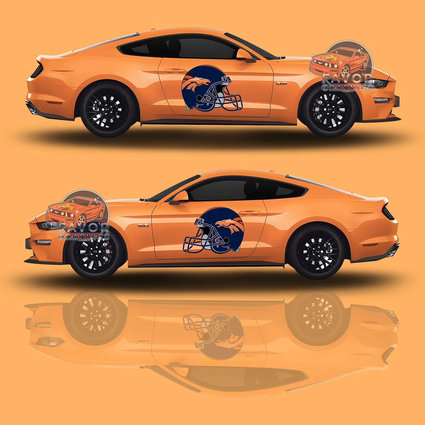 Denver Broncos Itasha Car Side Door Decal Vinyl Sticker