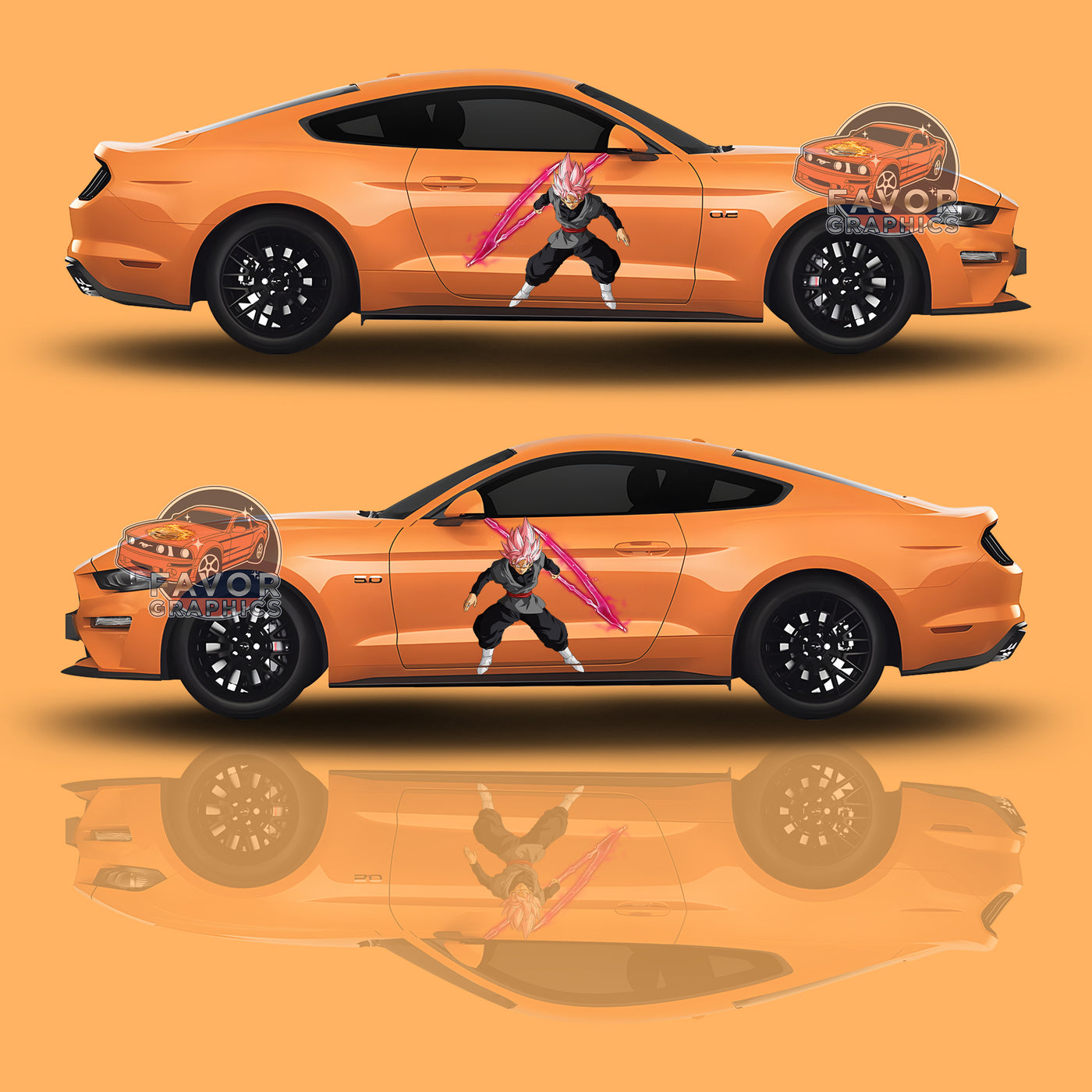 Black Goku Itasha Car Side Door Decal Vinyl Sticker