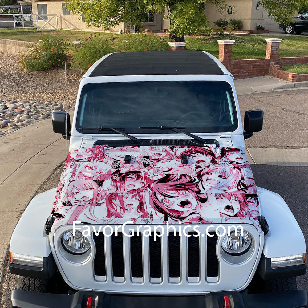 Waifu Ahegao Itasha Car Vinyl Hood Wrap