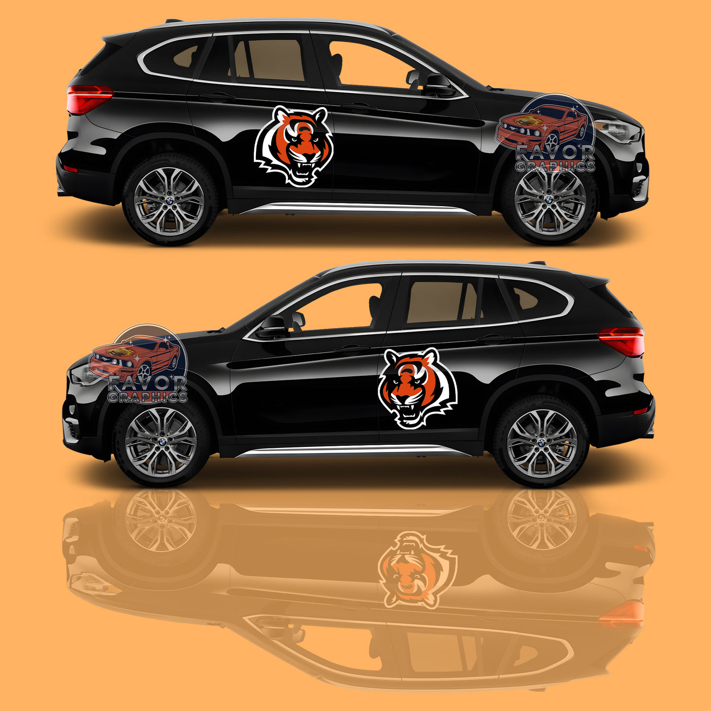 Cincinnati Bengals Itasha Car Side Door Decal Vinyl Sticker