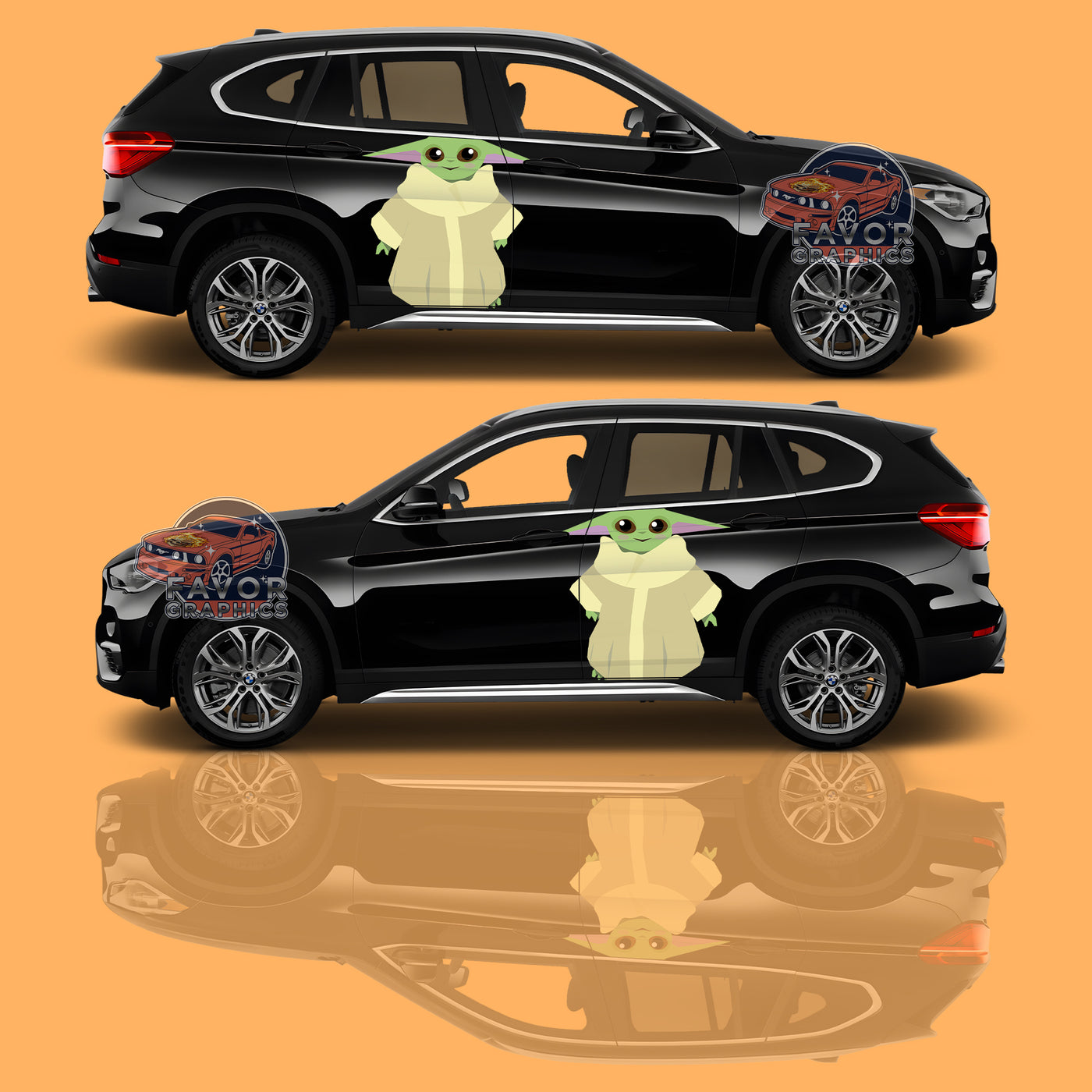 Baby Yoda Itasha Car Side Door Decal Vinyl Sticker